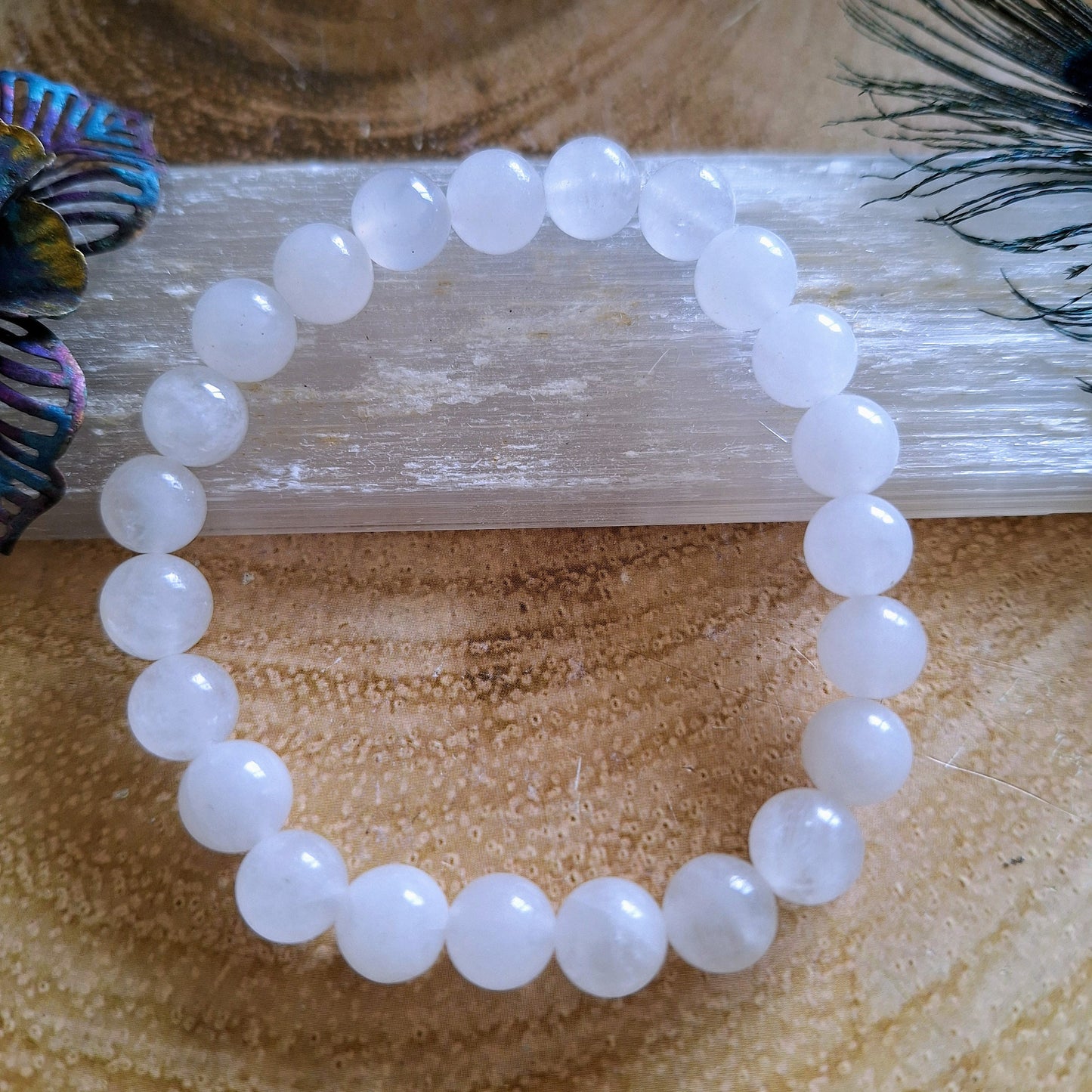 White jade Bracelet crystal healing natural stone unisex bracelet