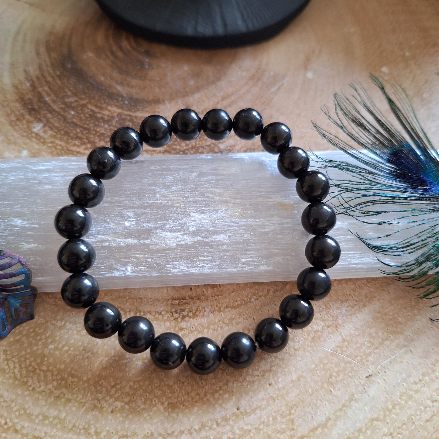 Jet bracelet gift for him or her crystal healing root chakra jewellery for men or women