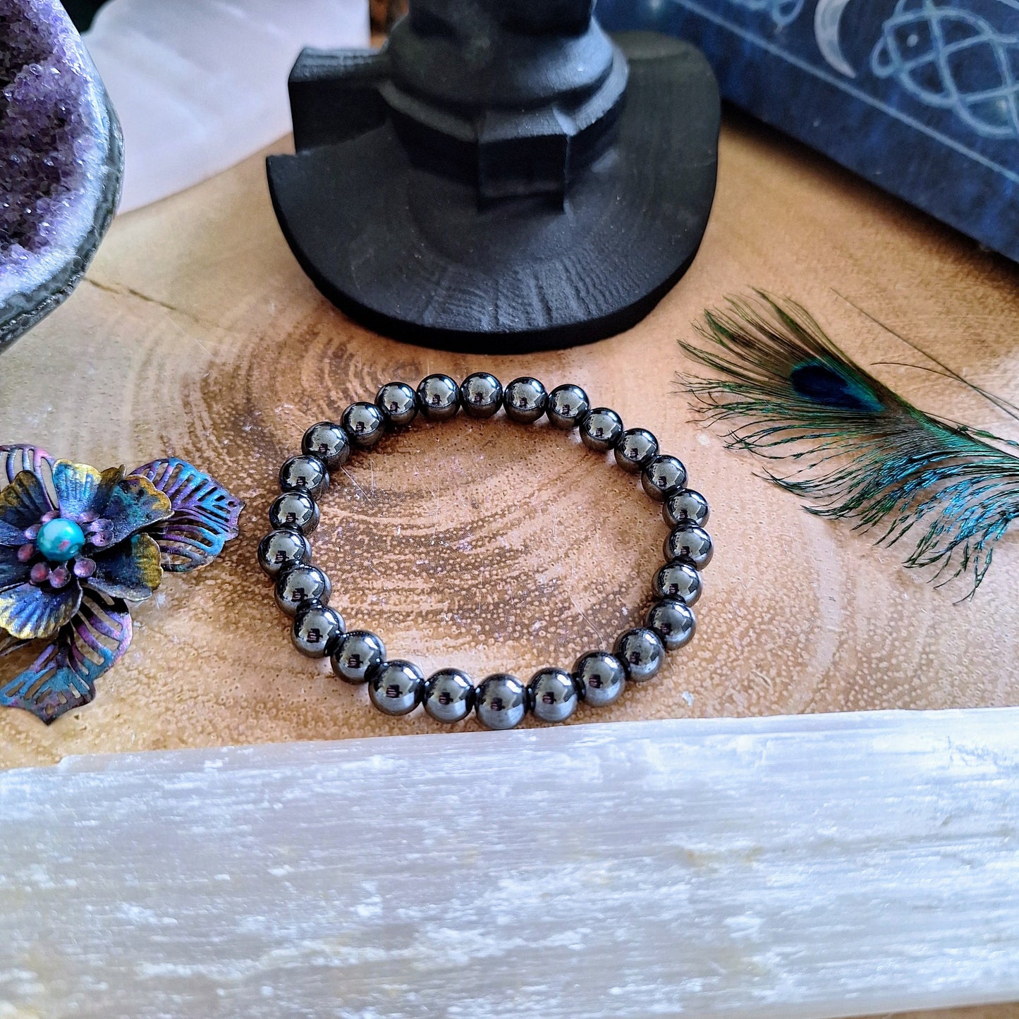 Hematite bracelet crystal healing gift for him or her jewellery for men and women