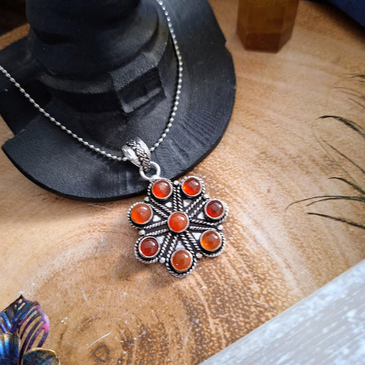 Carnelian necklace pendant 925 silver gift for him or her witchy jewellery for women or men sacral chakra