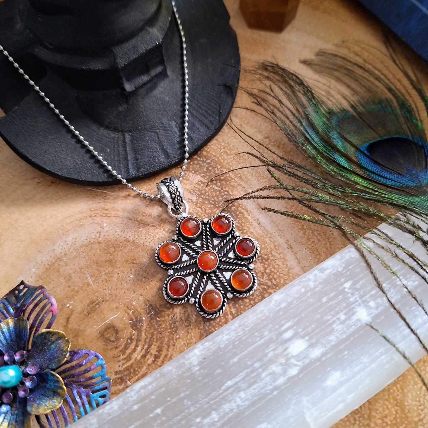 Carnelian necklace pendant 925 silver gift for him or her witchy jewellery for women or men sacral chakra