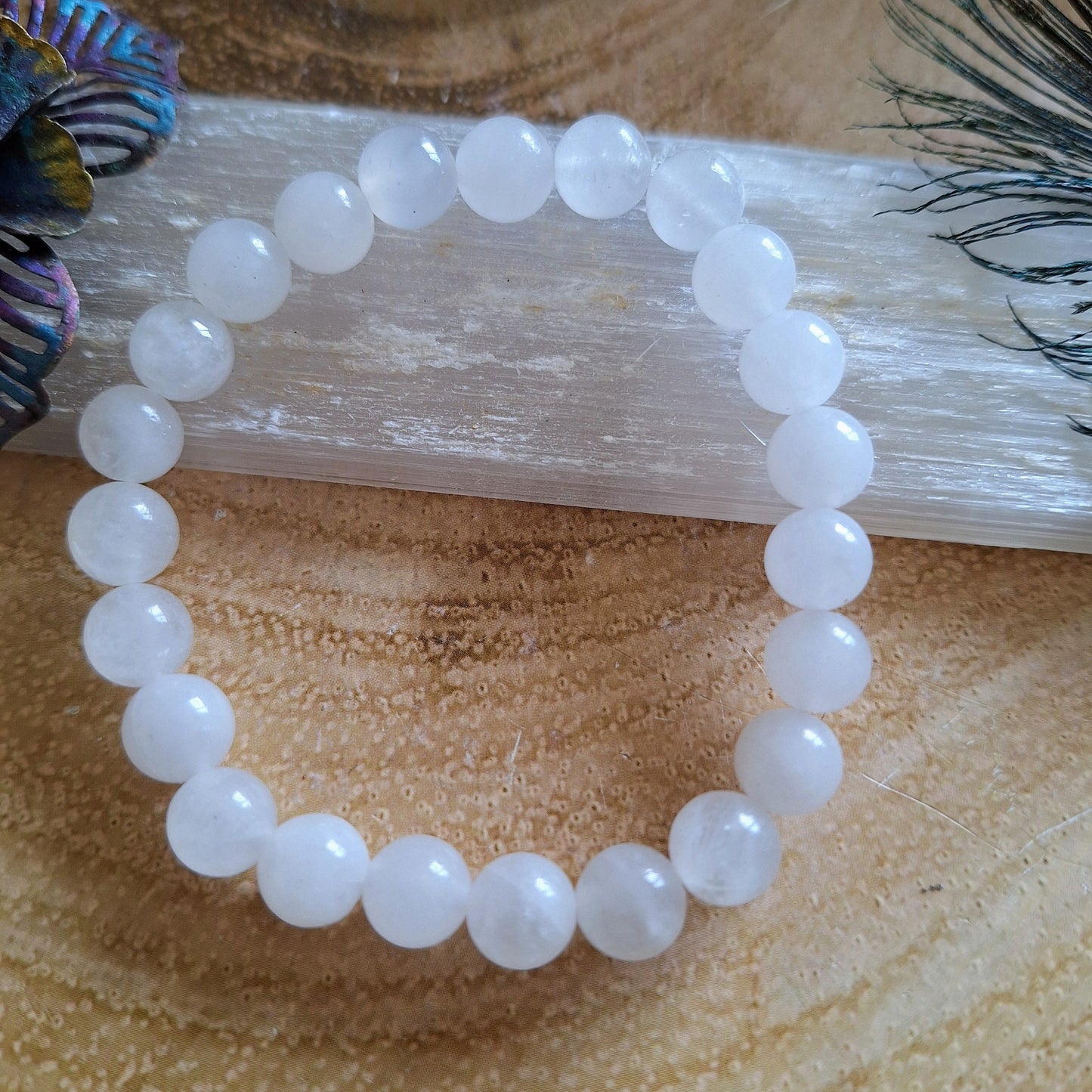 White jade Bracelet crystal healing natural stone unisex bracelet