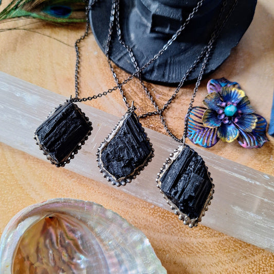 Black Tourmaline pendant necklace crystal healing protection jewellery gift fir him or her witchy jewelry for men or women