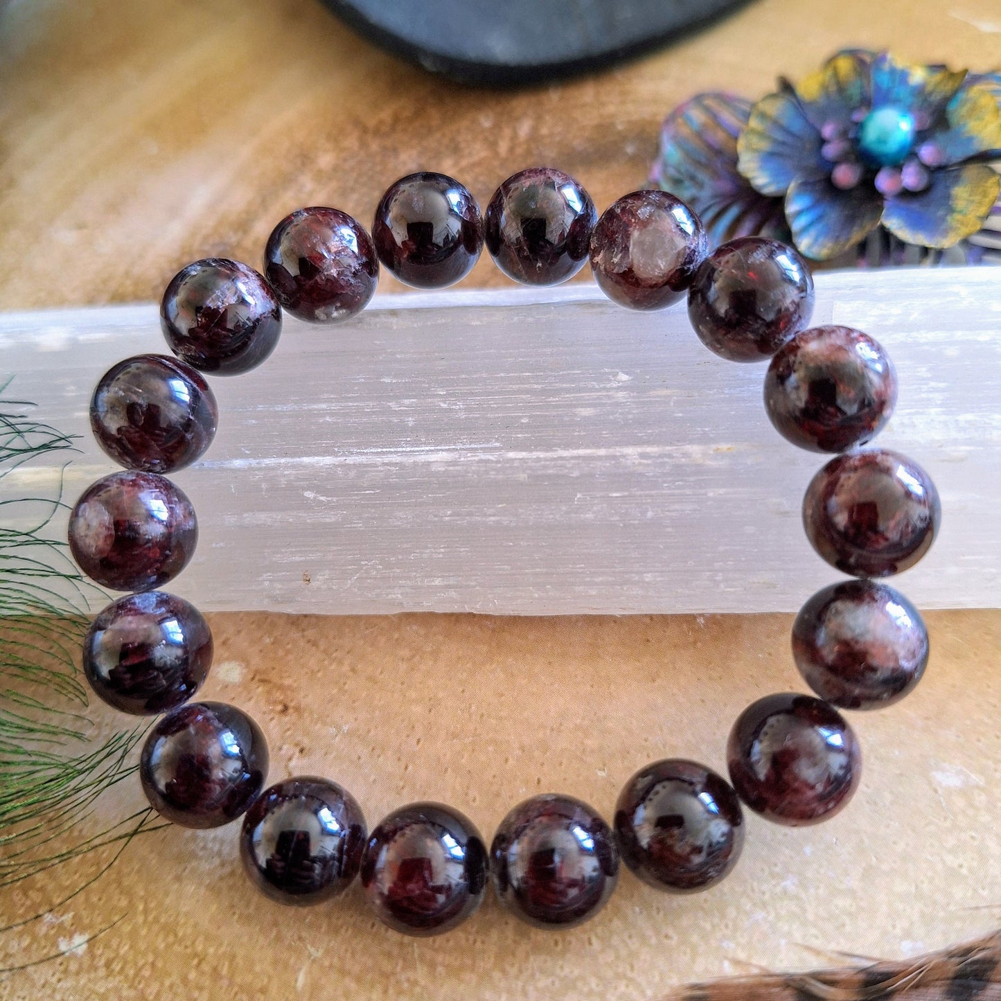 Red garnet bracelet handmade gemstone jewellery gift for him or her root chakra jewelry for men or women