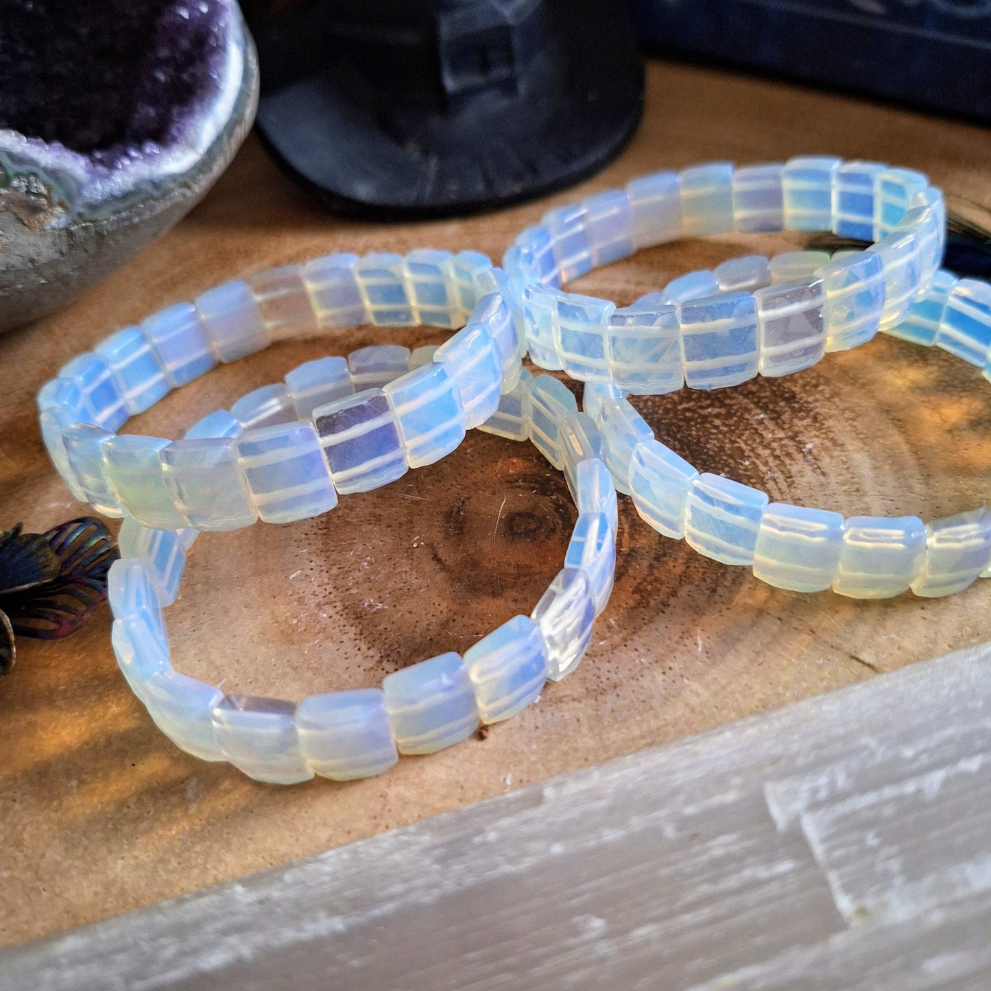 Opalite bangle bracelet manifestation crystal healing natural stone gift for women jewellery for her