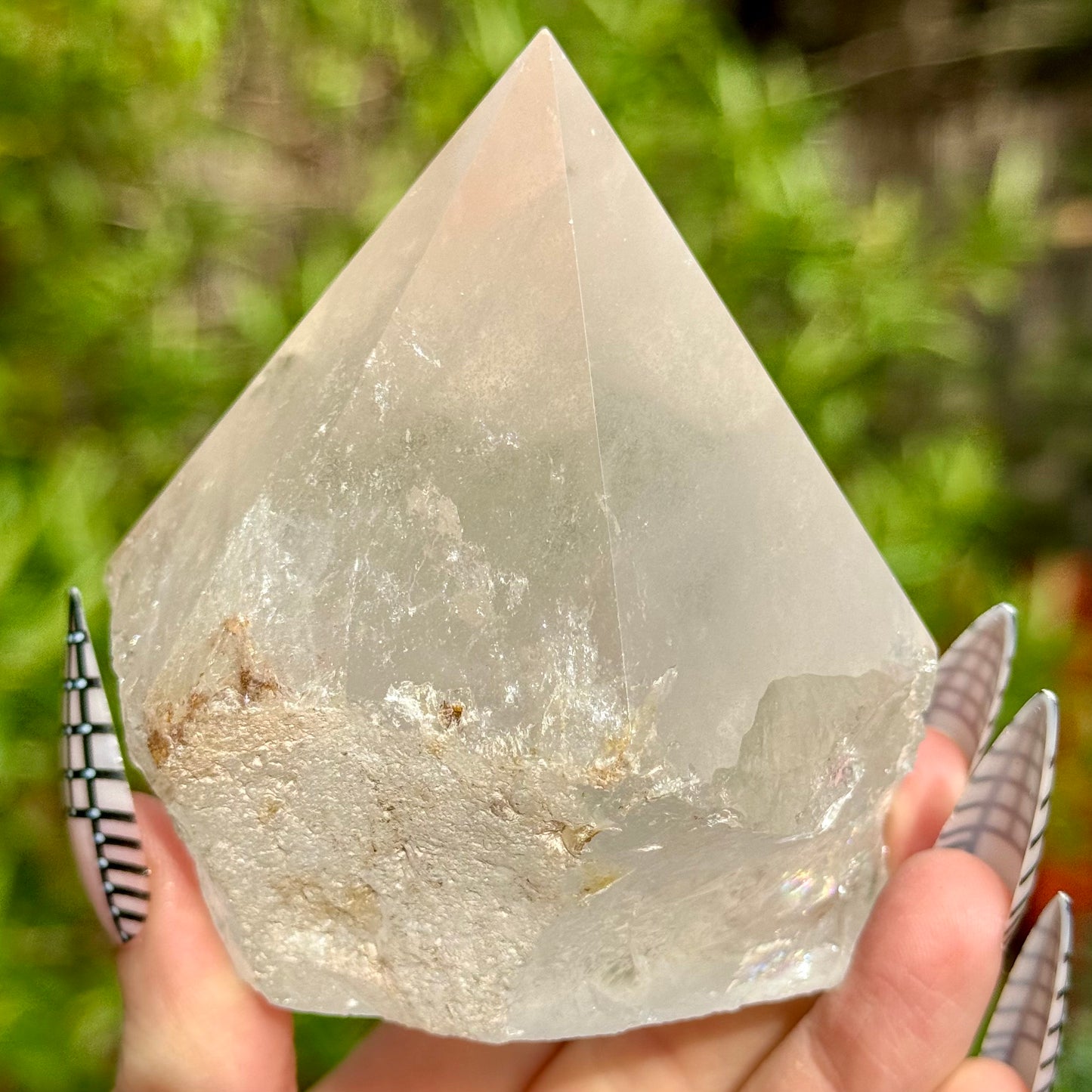 Milky Smoky Quartz Tower Half Polished Point Raw Crystal Natural Stone Ornament 380g