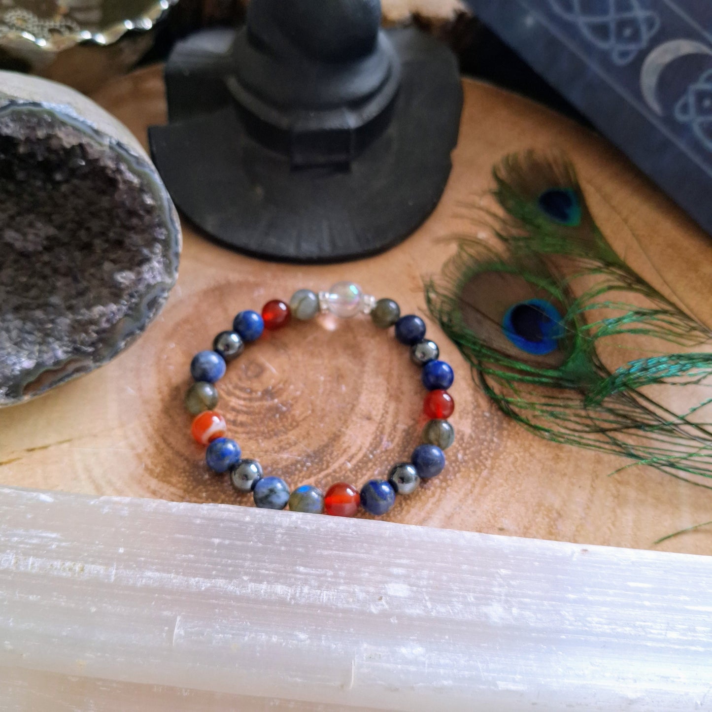 Archangel Michael bracelet crystal healing gift for him or her angel aura lapis lazuli jewellery for women or men