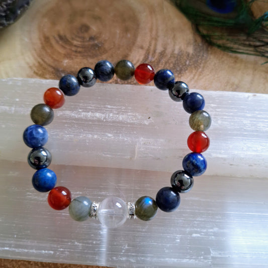 Archangel Michael bracelet crystal healing gift for him or her angel aura lapis lazuli jewellery for women or men