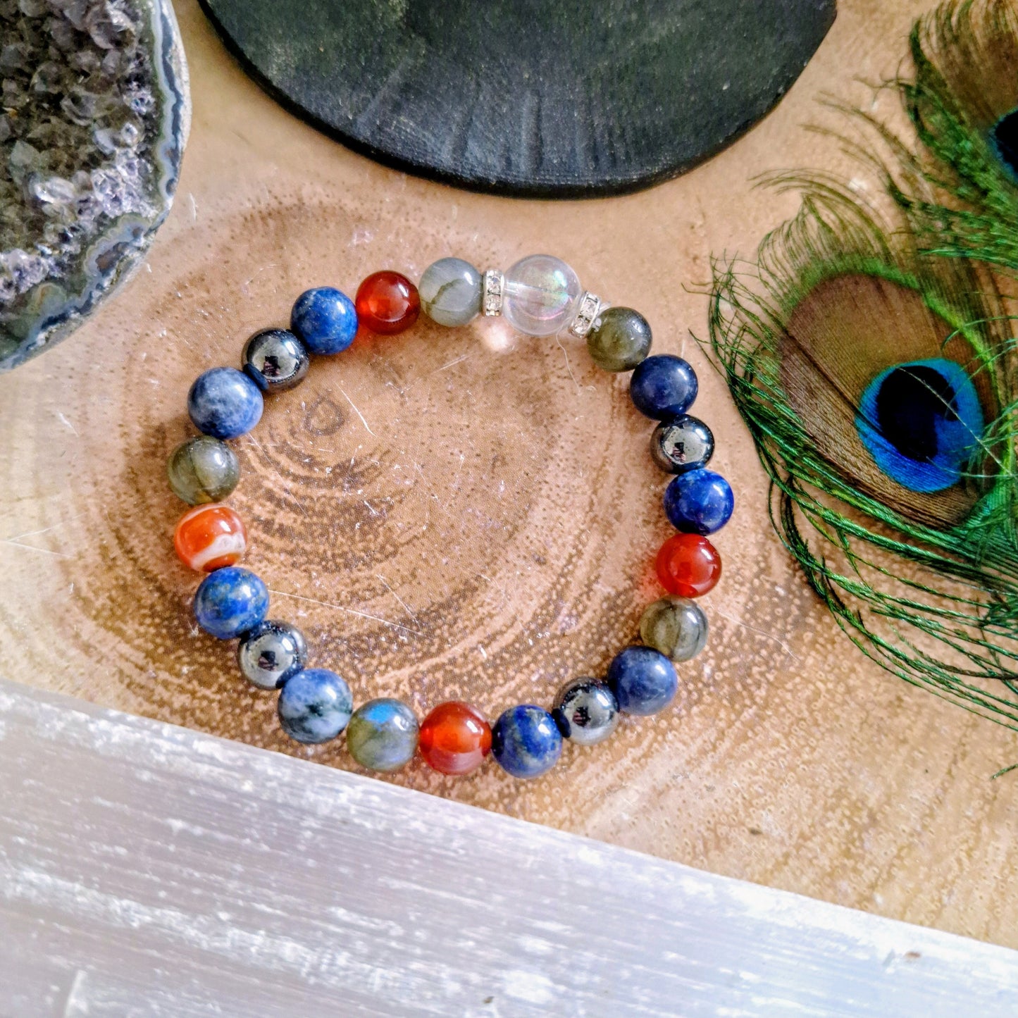 Archangel Michael bracelet crystal healing gift for him or her angel aura lapis lazuli jewellery for women or men