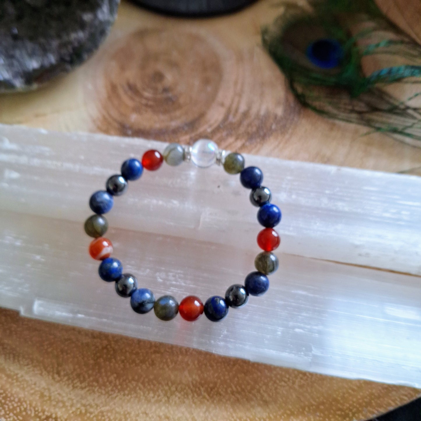 Archangel Michael bracelet crystal healing gift for him or her angel aura lapis lazuli jewellery for women or men