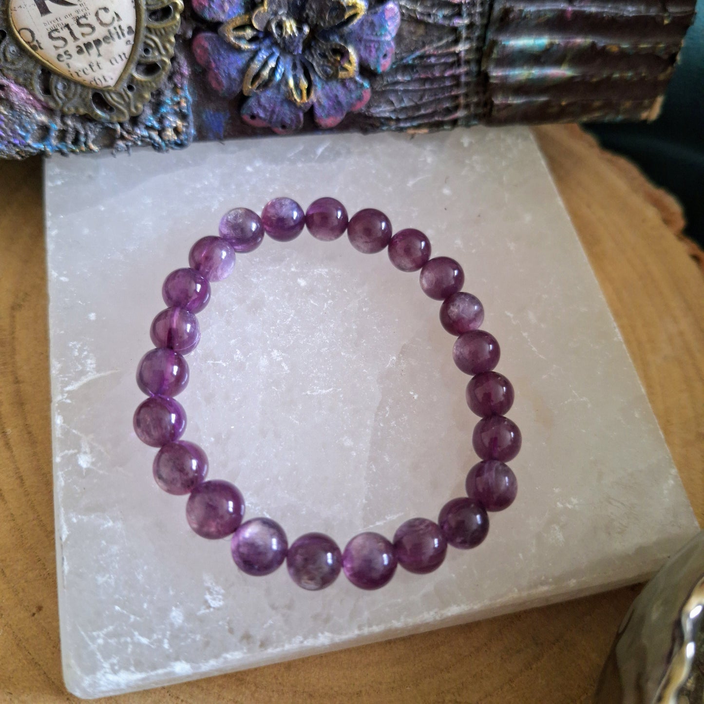 Lepidolite bracelet crystal healing high grade jewellery gift for him or her witchy jewelry for men or women