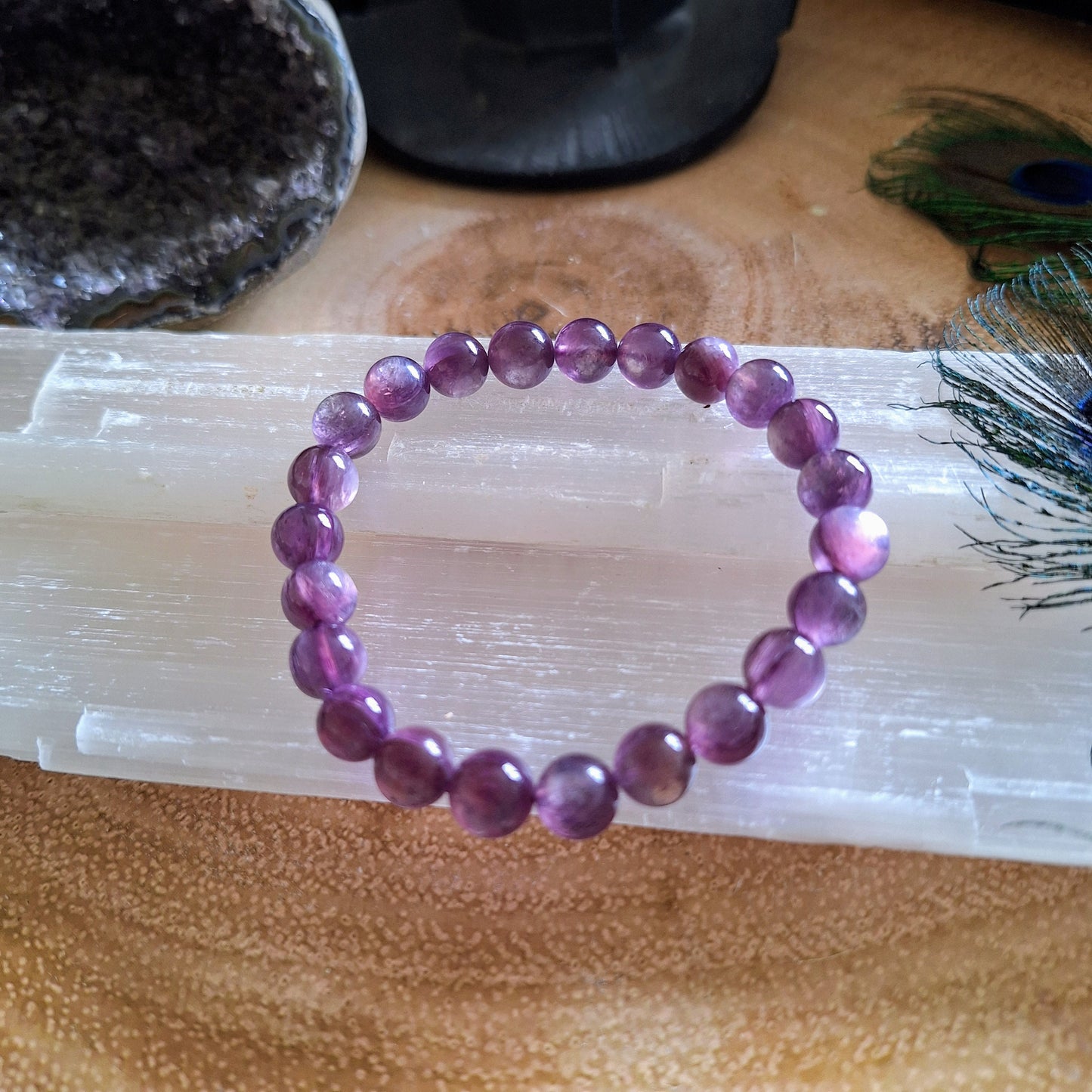 Lepidolite bracelet crystal healing high grade jewellery gift for him or her witchy jewelry for men or women