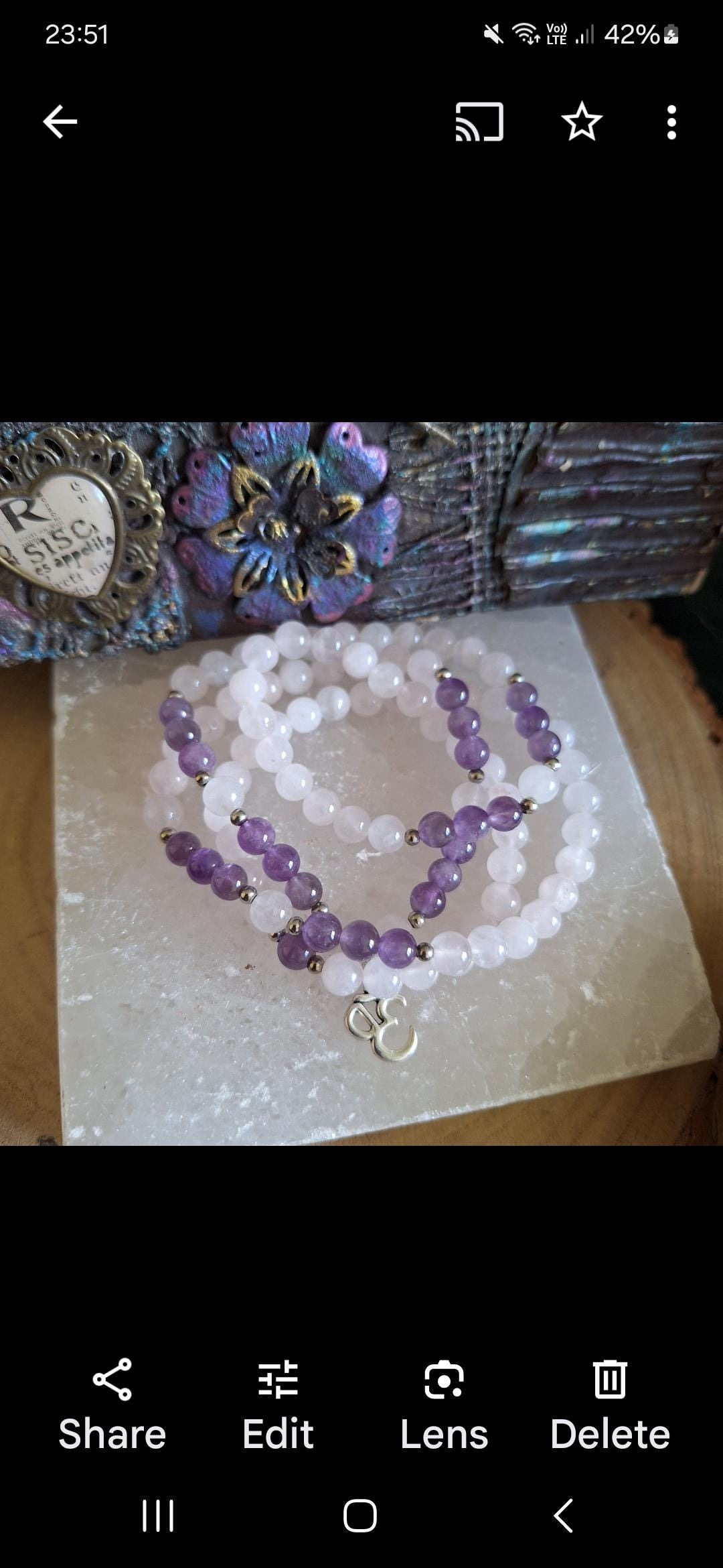 Amethyst and rose quartz bracelet or necklace gift for her jewellery for women heart chakra