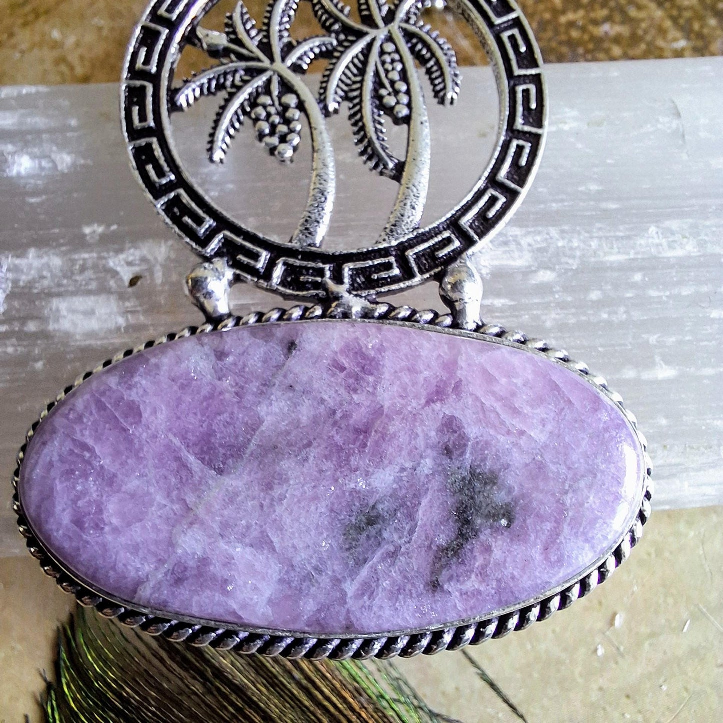 Lepidolite necklace pendant 925 silver crystal healing natural stone witchy gift for her jewellery for women