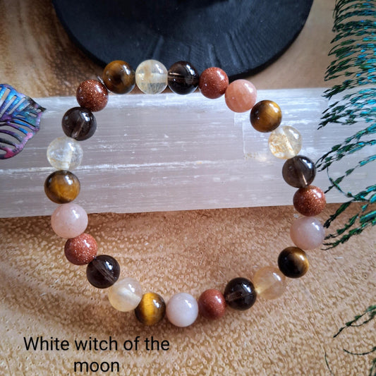 Positive thinking Bracelet crystal healing natural stone goldstone, Citrine, tigers eye, sunstone