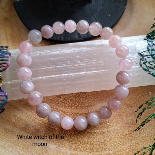 Lavender rose quartz bracelet Crystal healing natural stone gift for her stacking stretch jewellery