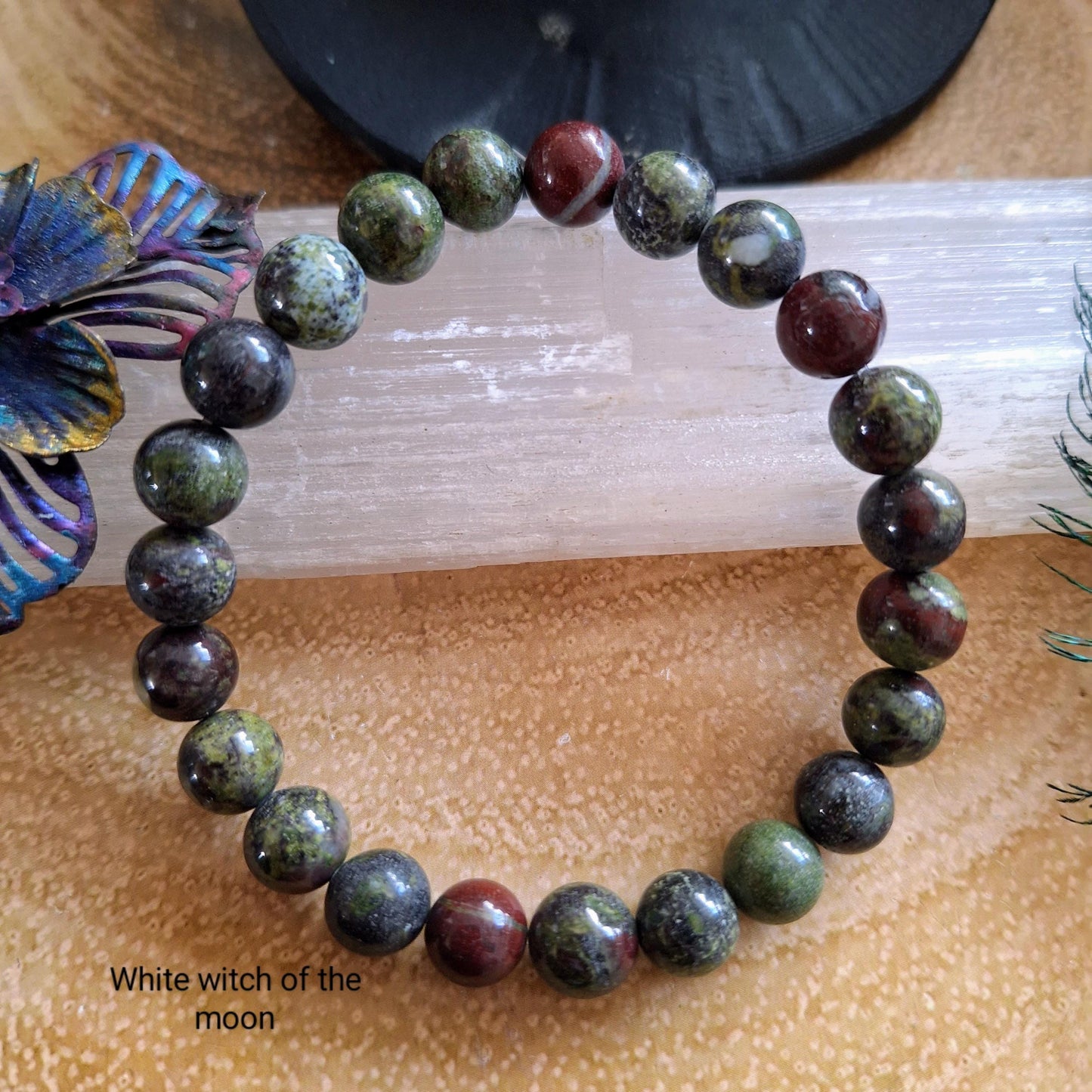 Dragons Blood Jasper bracelet Crystal healing natural stone stretchy witchy stacking jewellery gift for him or her