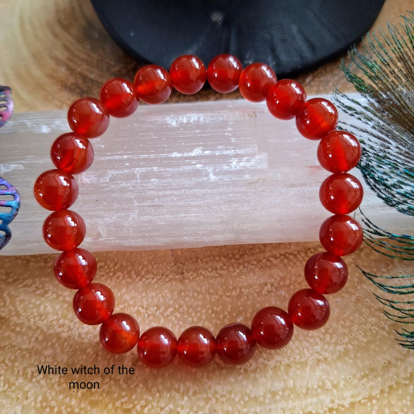 carnelian bracelet natural stone crystal healing stretchy stacking sacral chakra jewellery gift for him or her