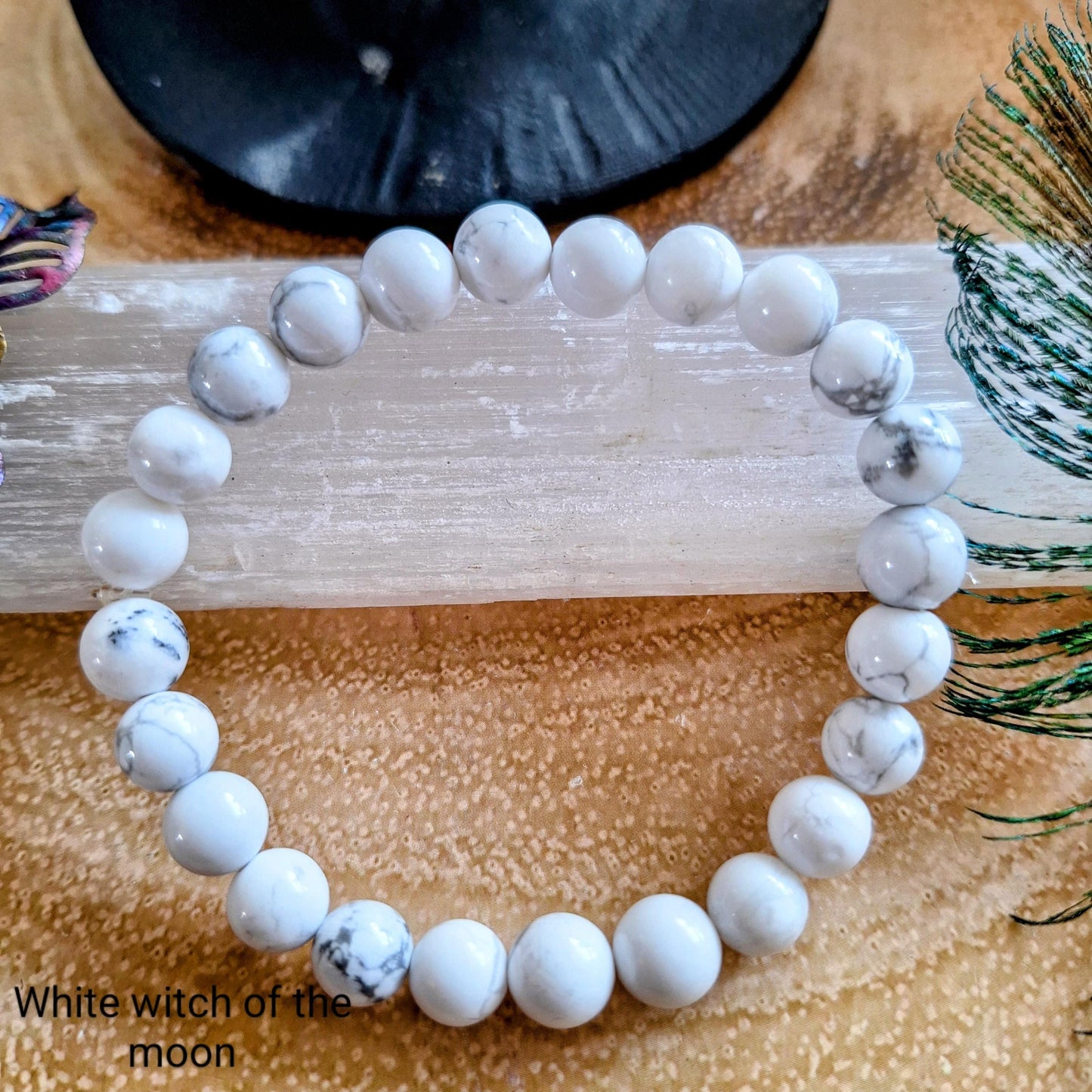 Howlite Bracelet crystal healing jewellery for men or women gift for him or her calming jewelry