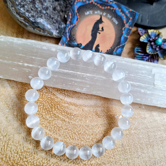 Selenite bracelet crystal healing natural stone stretch stacking bracelet