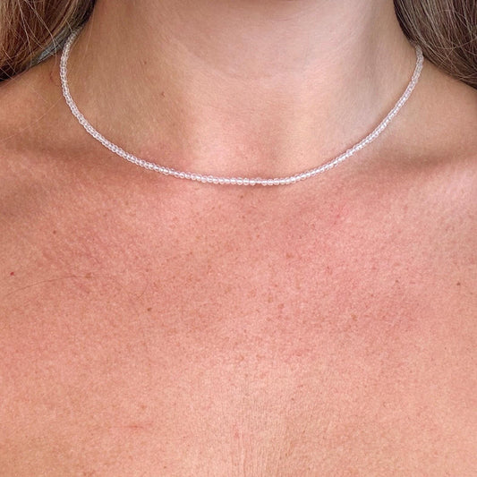 Clear Quartz choker necklace minimalist jewellery natural stone crystal jewelry