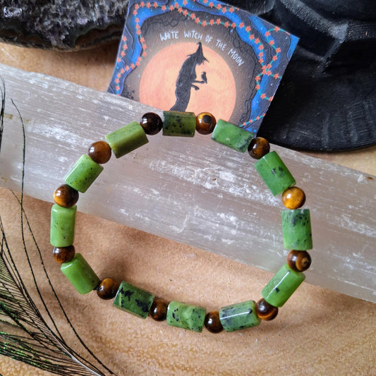 Jade and tigers eye bracelet crystal healing gift for him or her