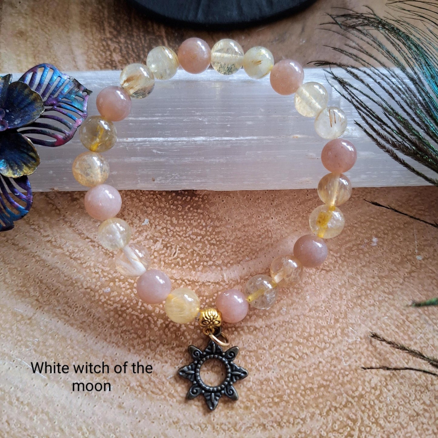 connect with the sun bracelet sunstone citrine and golden quartz encourages positivity crystal  bracelet gift