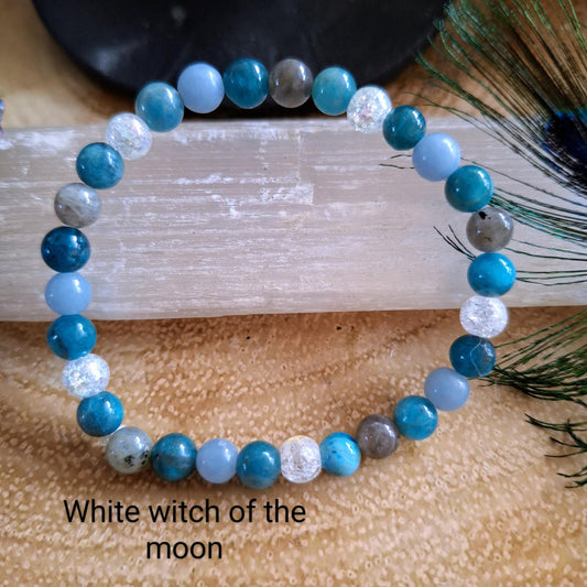 Guardian Angel Bracelet with Angelite, Apatite, Labradorite and Cracked Quartz crystal healing gift for her witchy jewellery for women