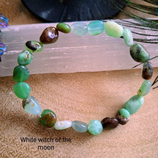 Chrysoprase bracelet nugget Stone Crystal  healing natural stone stretch stacking bracelet