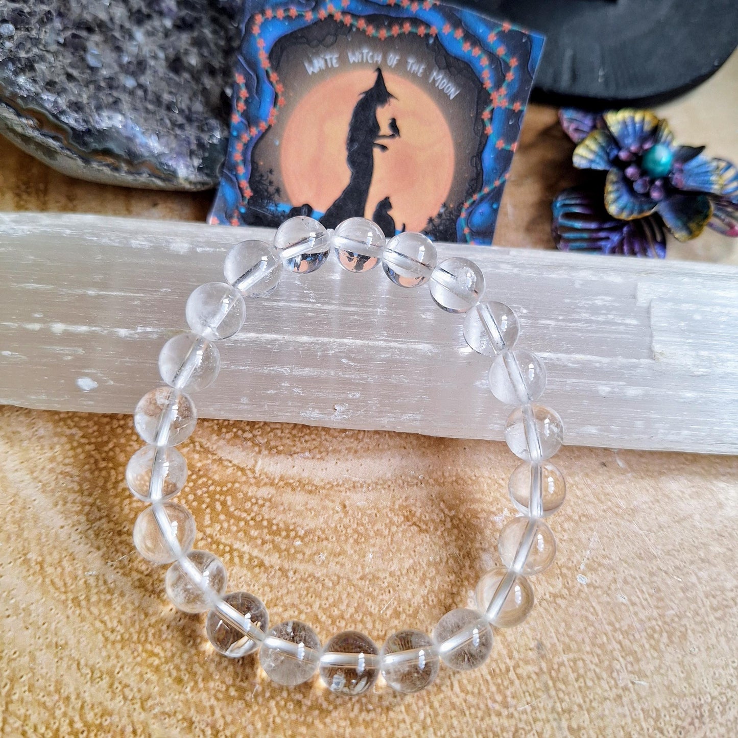 Clear Quartz bracelet crystal healing gift for him or her crown chakra jewellery