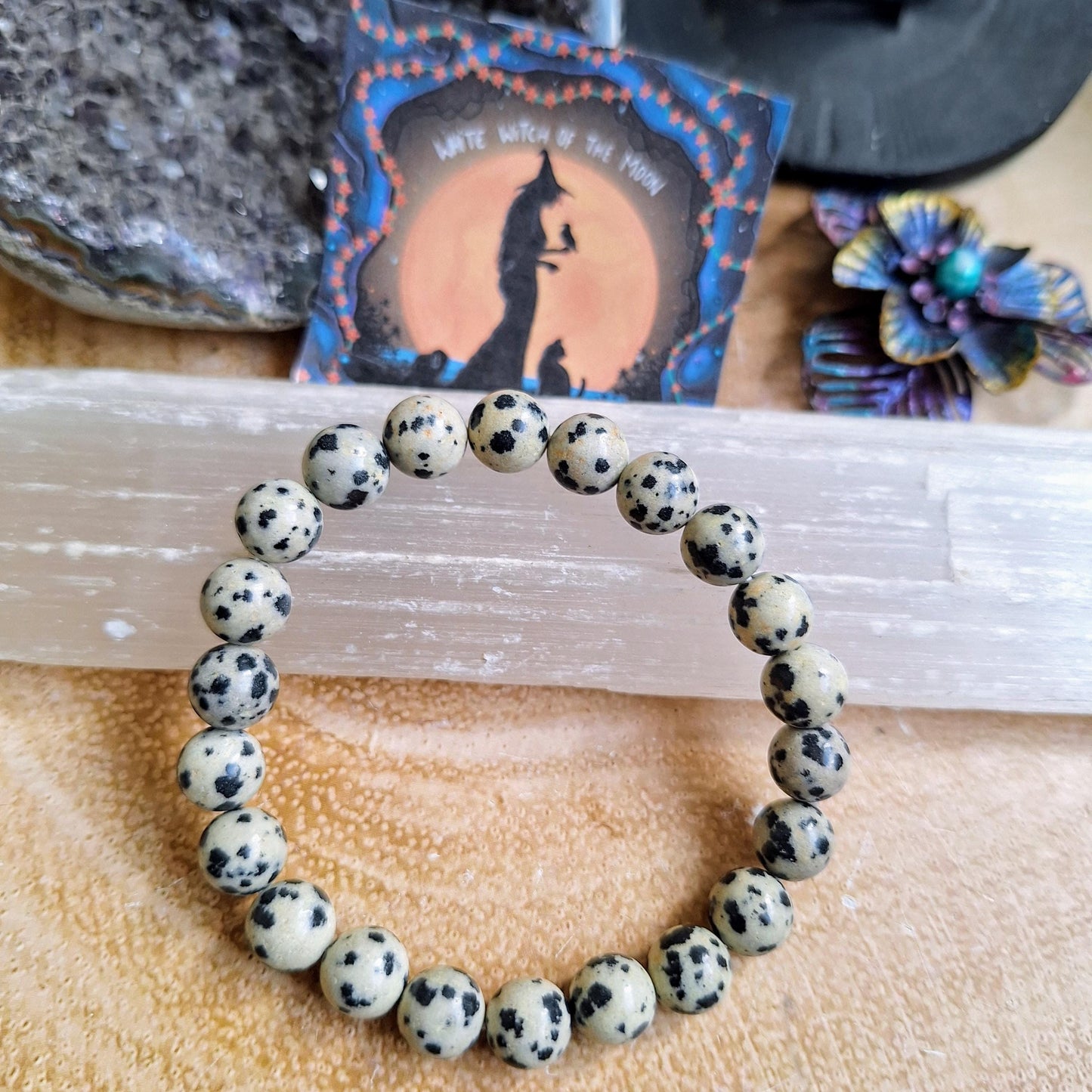 dalmation Jasper bracelet crystal healing jewellery gift for him or her