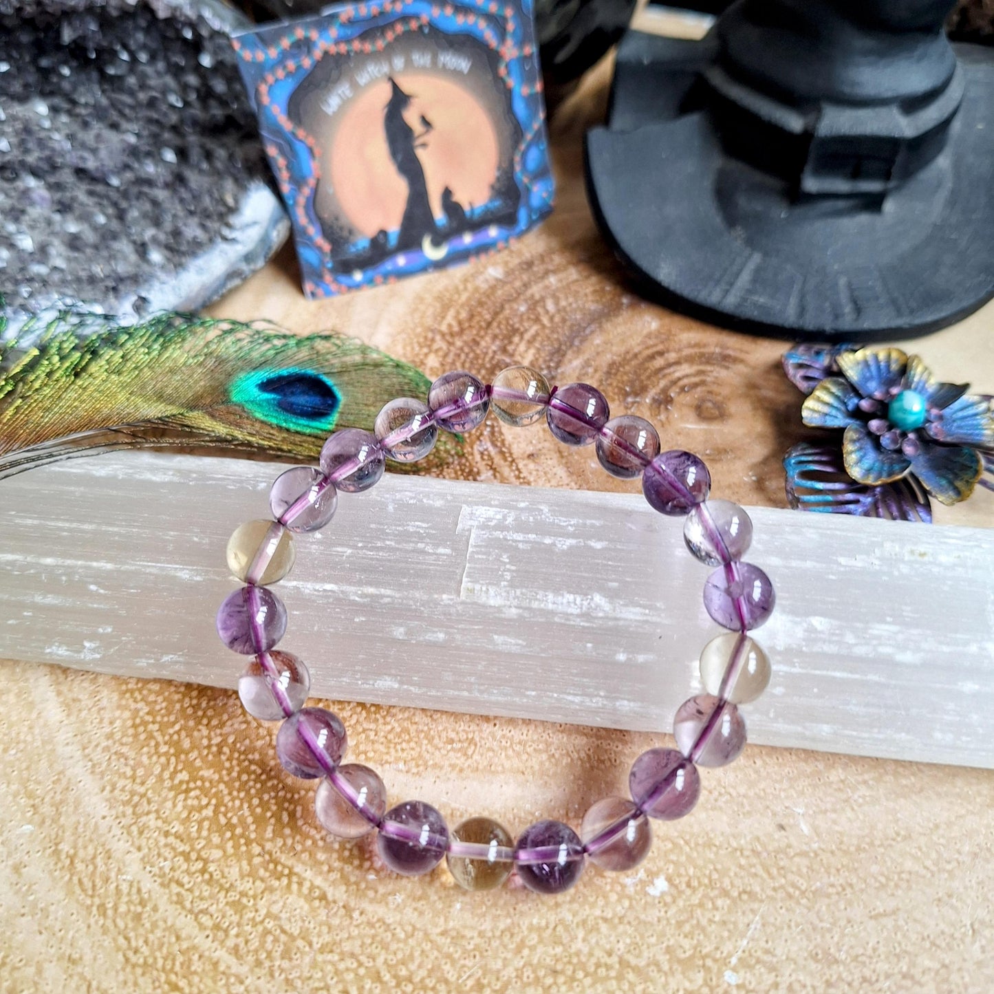 Ametrine bracelet crystal healing gift for her jewellery for him natural stone stacking stretch bangle