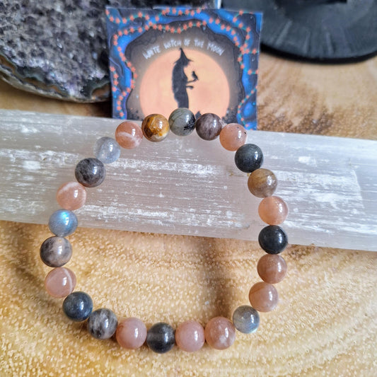 Labradorite Sunstone and Moonstone Bracelet crystal healing Gift for him or her witchy jewellery for women