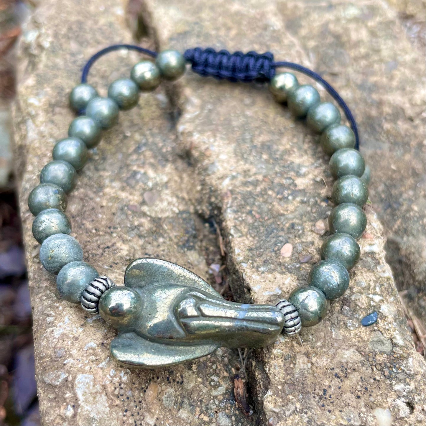 Pyrite Angel Adjustable Rope Bracelet