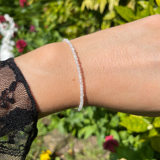 White Moonstone Adjustable Minimalist Bracelet