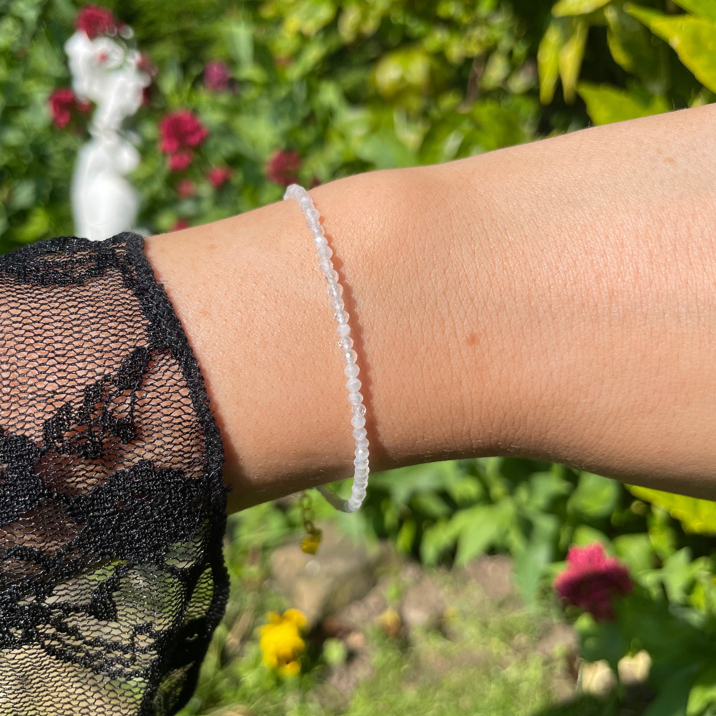 White Moonstone Adjustable Minimalist Bracelet