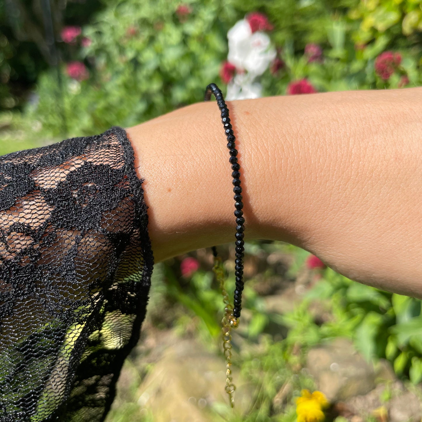 Black Tourmaline Adjustable Minimalist Bracelet