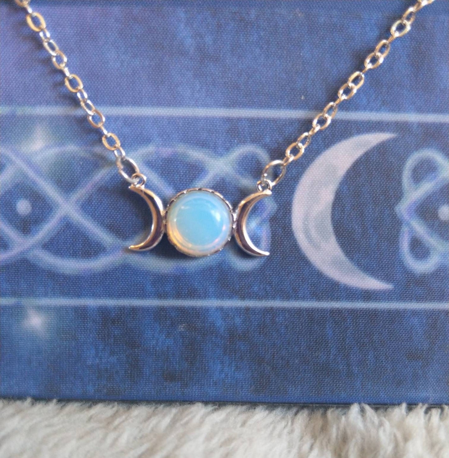 Opalite Triple Moon Minimalist Necklace