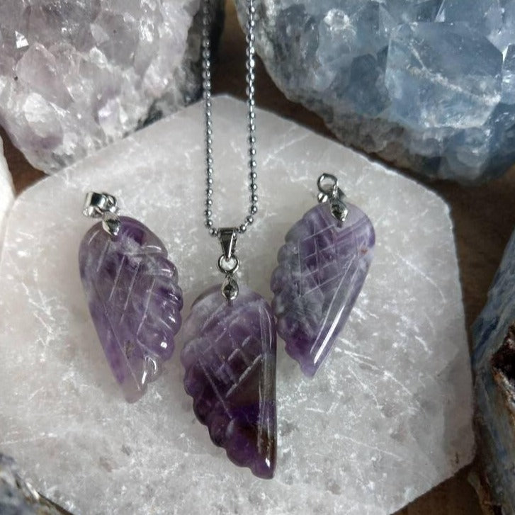 Amethyst angel on sale wing necklace