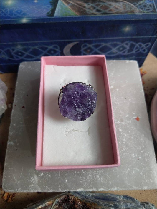 Amethyst Raw Stone Adjustable Ring