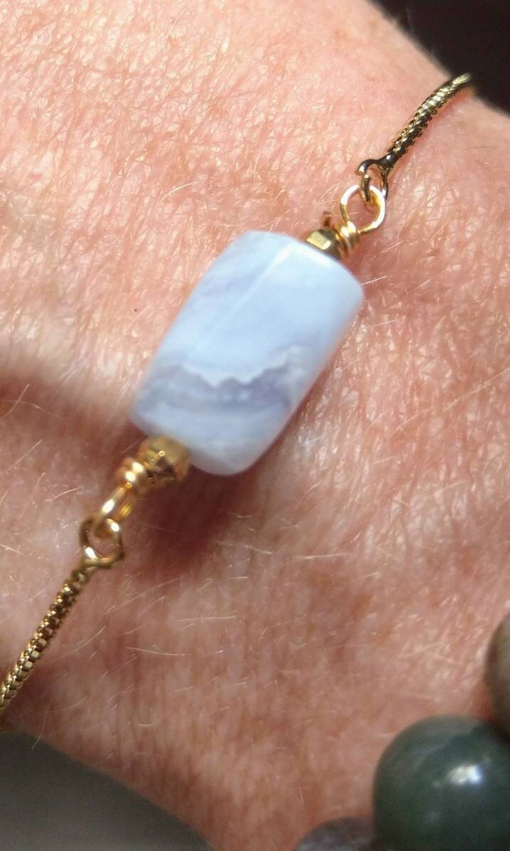 Blue Lace Agate Adjustable Minimalist Bracelet
