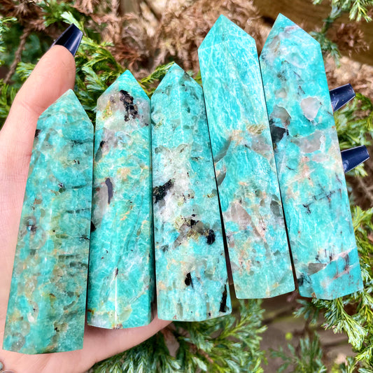 Amazonite Smoky Quartz Towers (Graphic Amazonite) 9-10cm 🌊🧚🤎