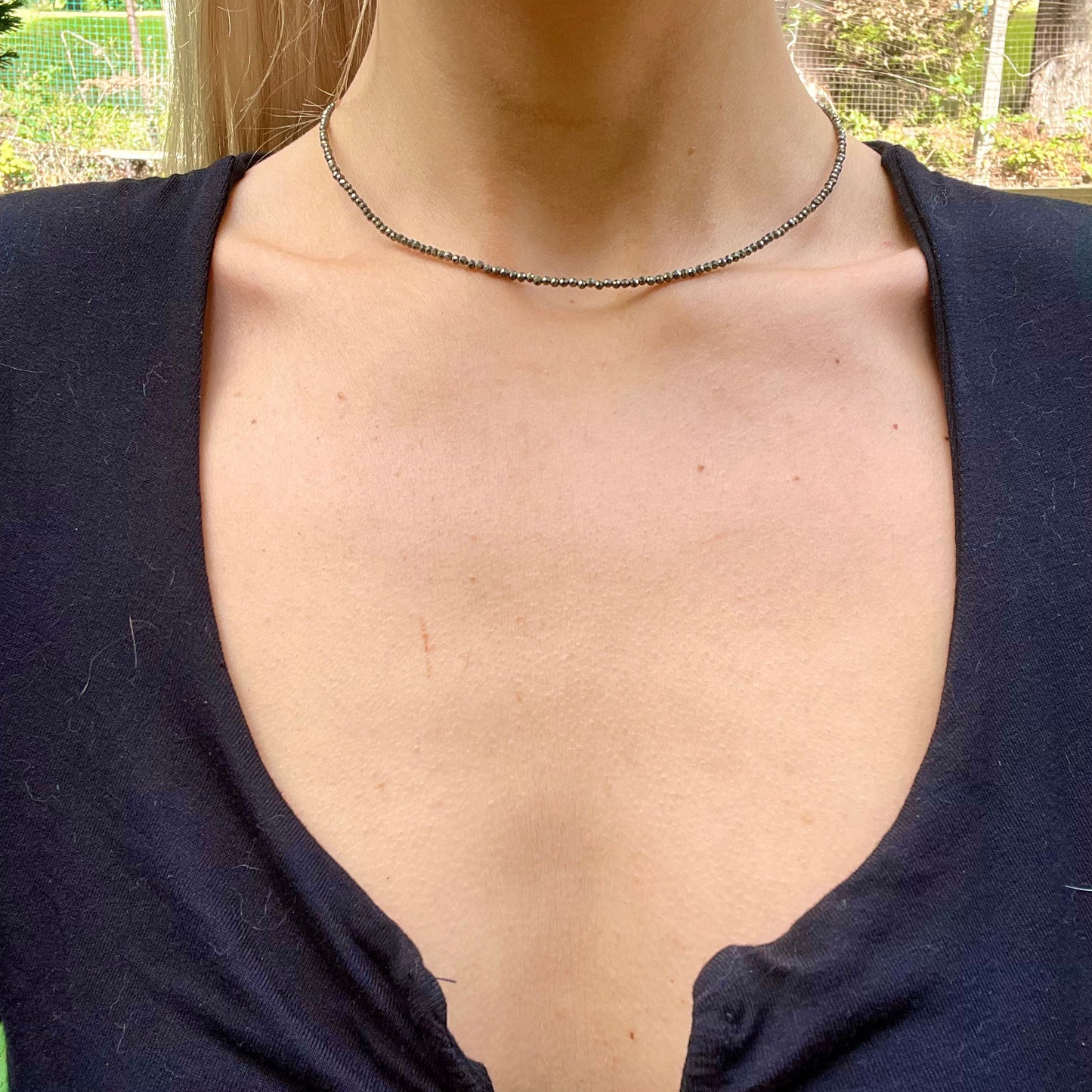 Sparkly Pyrite Choker Necklace