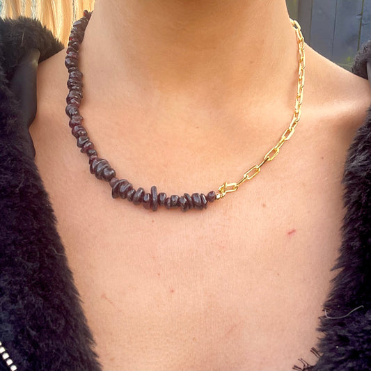 Red Garnet Chip Choker Necklace