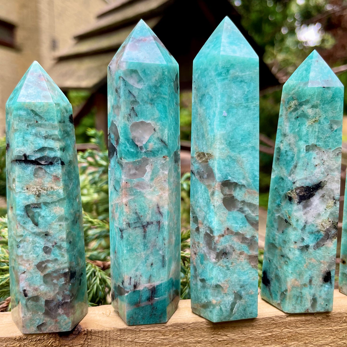 Amazonite Smoky Quartz Towers (Graphic Amazonite) 9-10cm 🌊🧚🤎