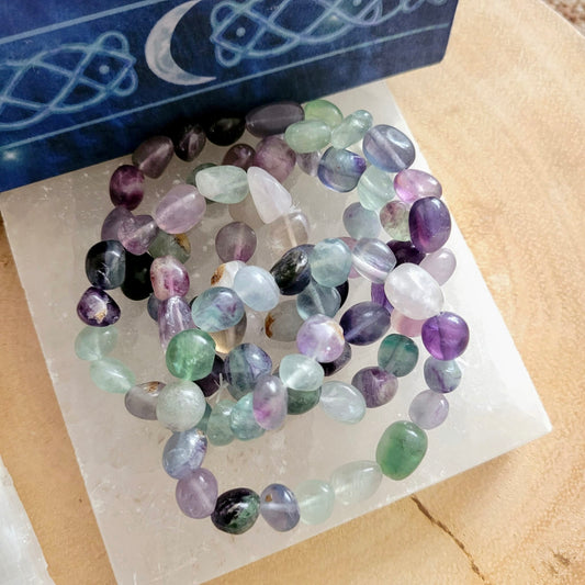 Rainbow Fluorite Nugget Beaded Bracelet