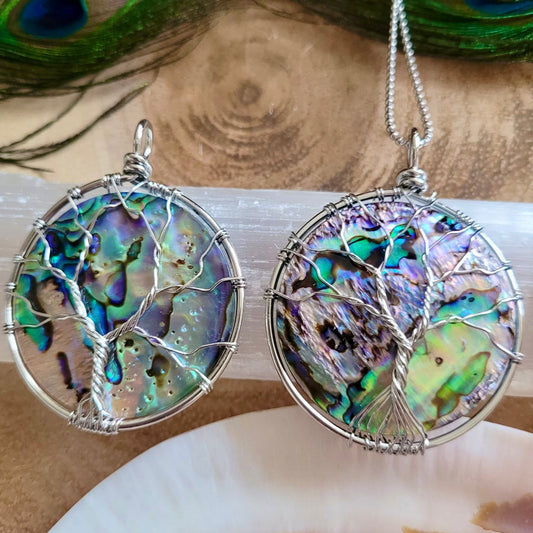 Abalone Shell Tree Of Life Wire Wrapped Pendants