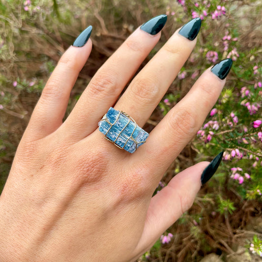 Kyanite Raw Stone Wire Wrapped Ring 👼💙