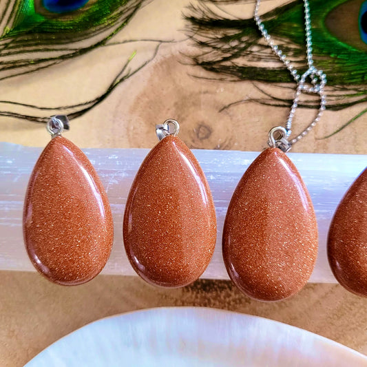 Red Goldstone Teardrop Pendants