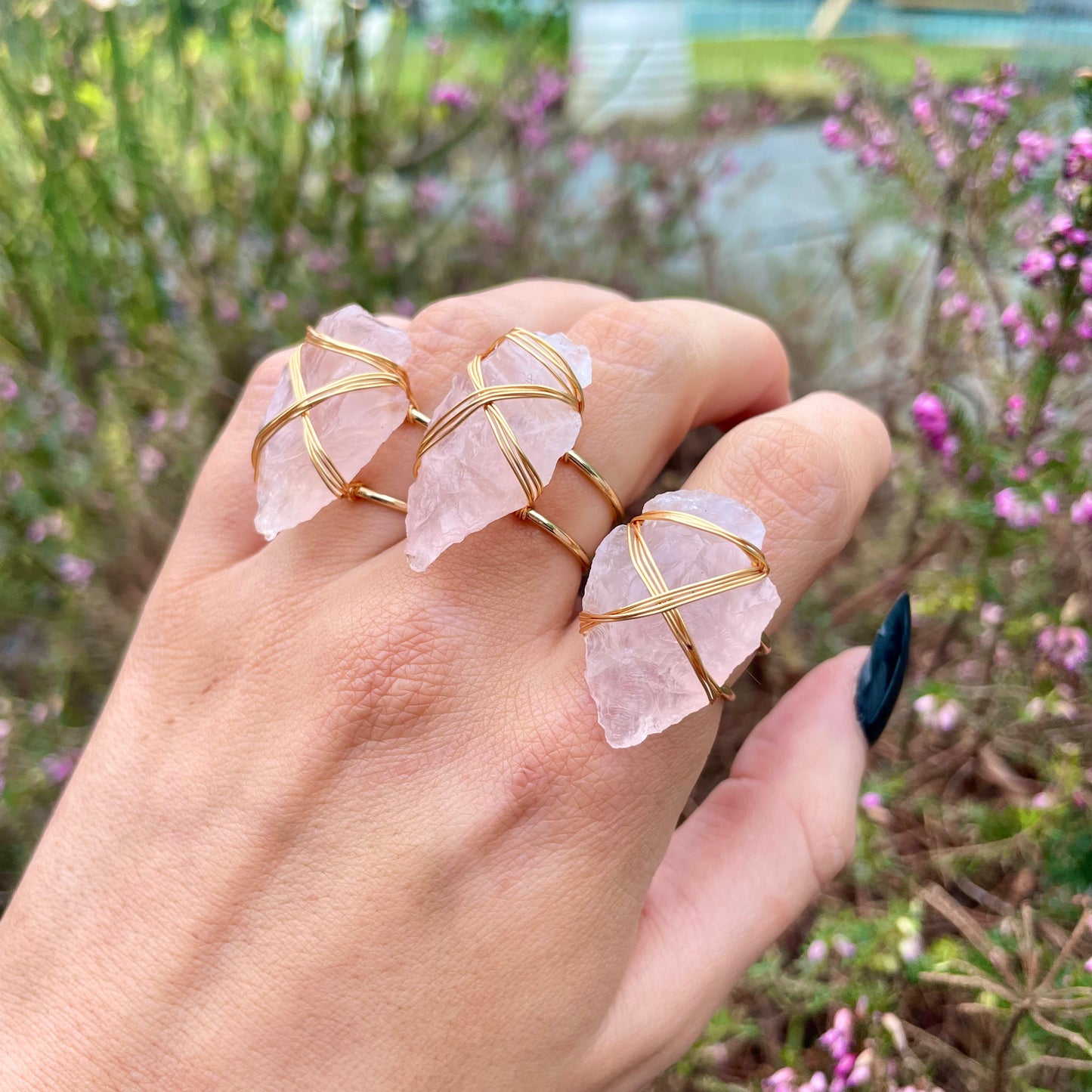 Rose Quartz Wire Wrapped Arrowhead Rings 💓🌙✨